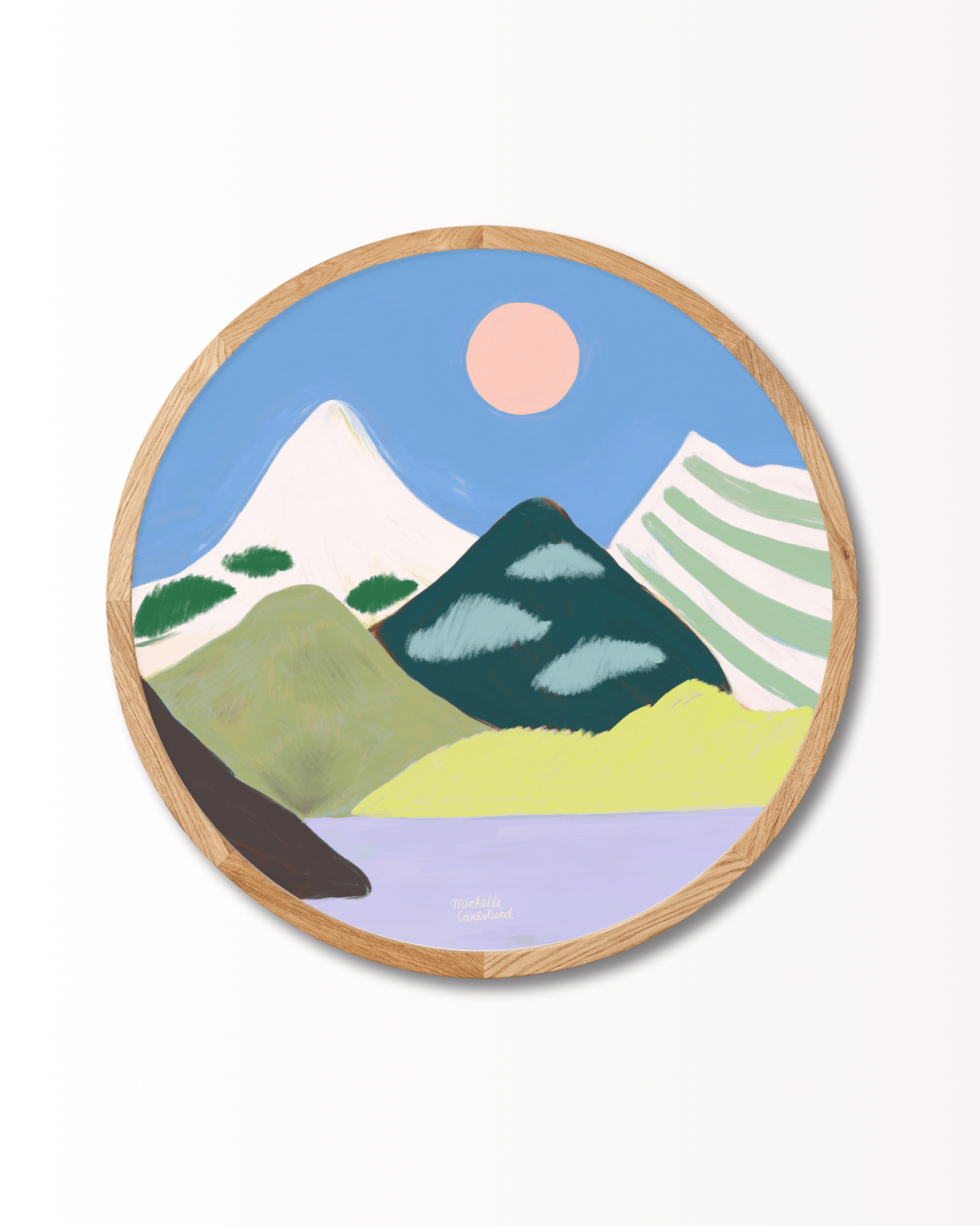 Michelle Carlslund - Sne bjerge sol - Limited ed. (Rund) - Papirværk