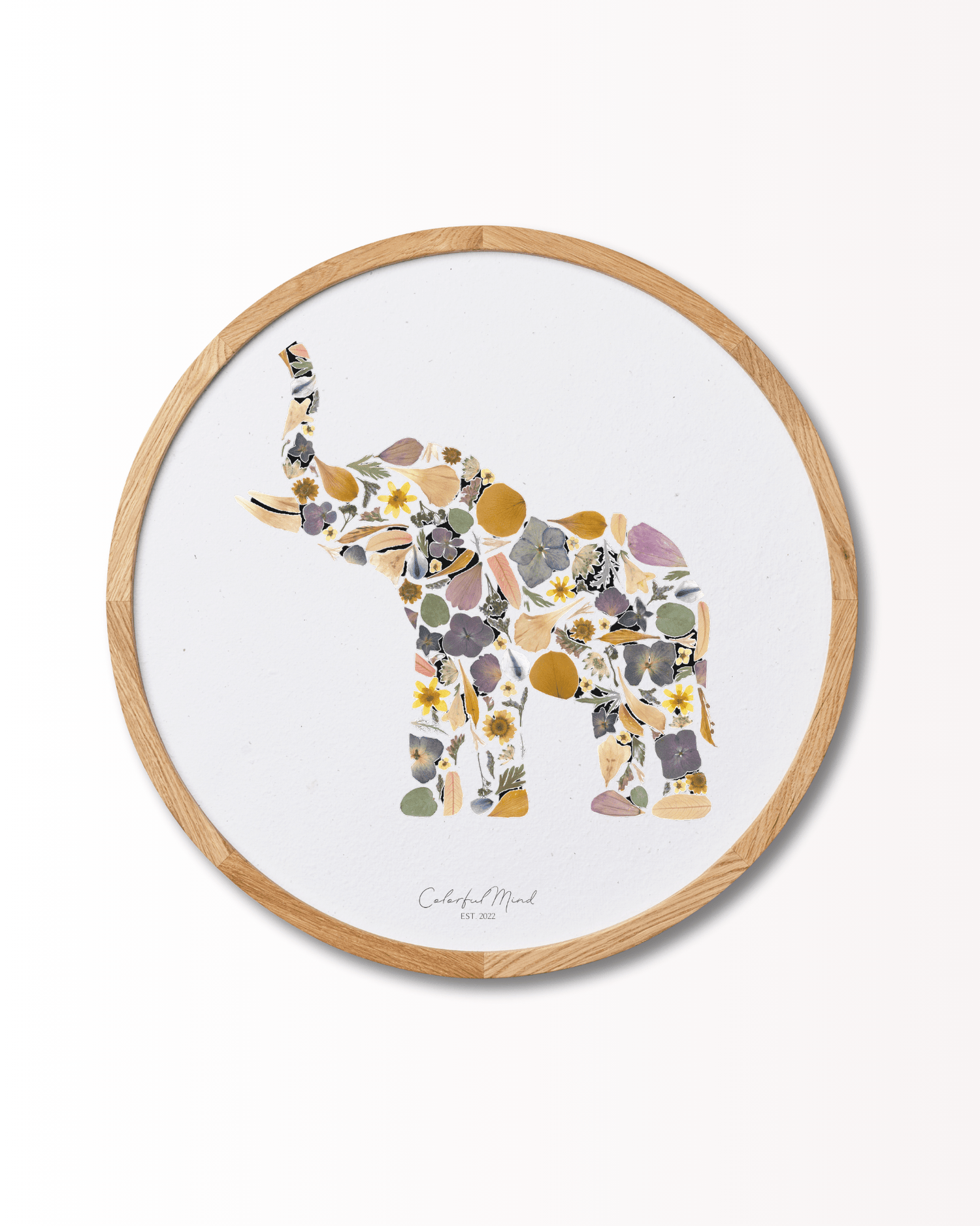 Colorful Mind Studio - Wild Flower Elephant (rund) - Papirværk