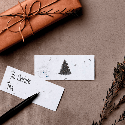 Juletræet - 3 stk - til og fra (4x9cm) - uden vedhæng - Papirværk